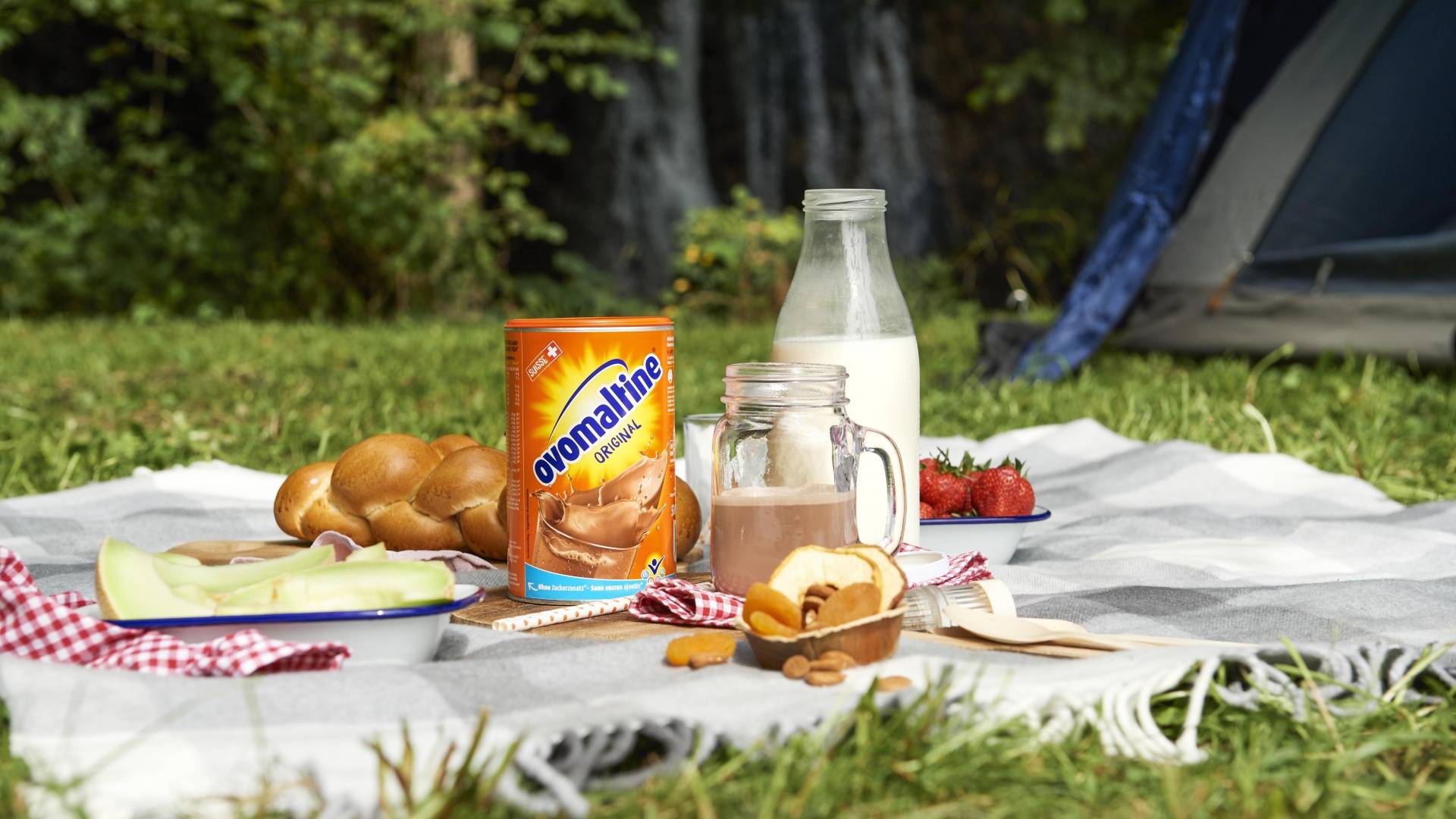 Ovomaltine Pulver zum Frühstück beim Camping